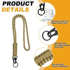 Heavy Duty Braided Paracord Lanyard, Khaki