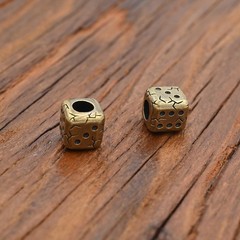 Brass Cube Dice Paracord Beads,2PCS Retro EDC Tools Lucky Charms Pendant for …