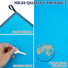 Blue Pocket Picnic Blanket 57 x 60 Inch Waterproof Outdoor Mat