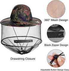 2 Pack Mosquito Head Net Hat Sun Hat Garden Bug Hat with Hidden Net Mesh for