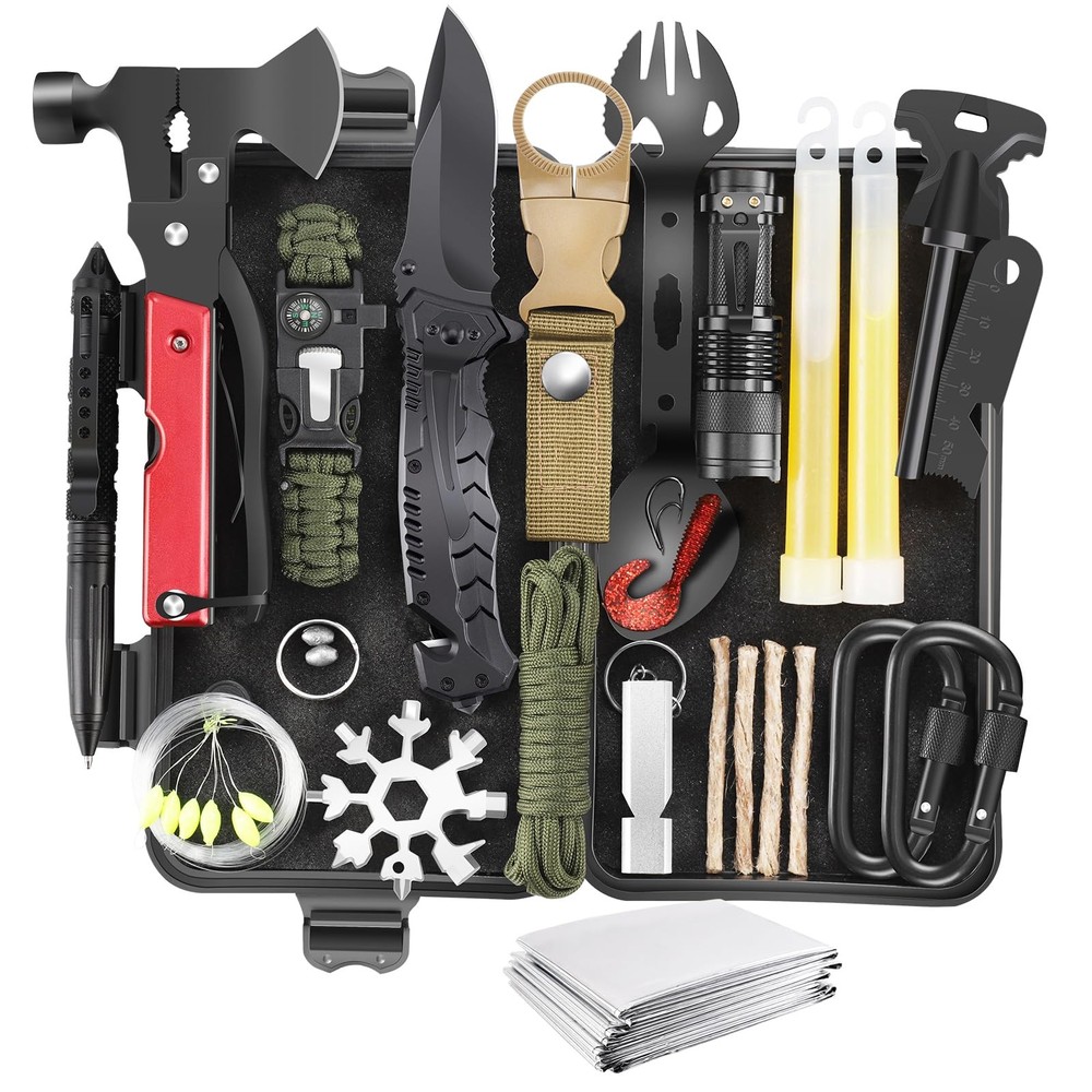 34 in 1 Survival Kit, Christmas Stocking Stuffers Gifts for Men Women Large