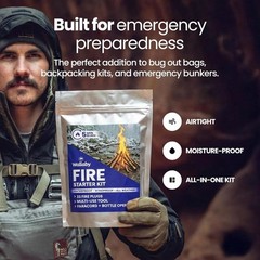Wallaby Fire Starter Kit – 33 Waterproof Plugs in Metal Tin + Flint Rod Striker