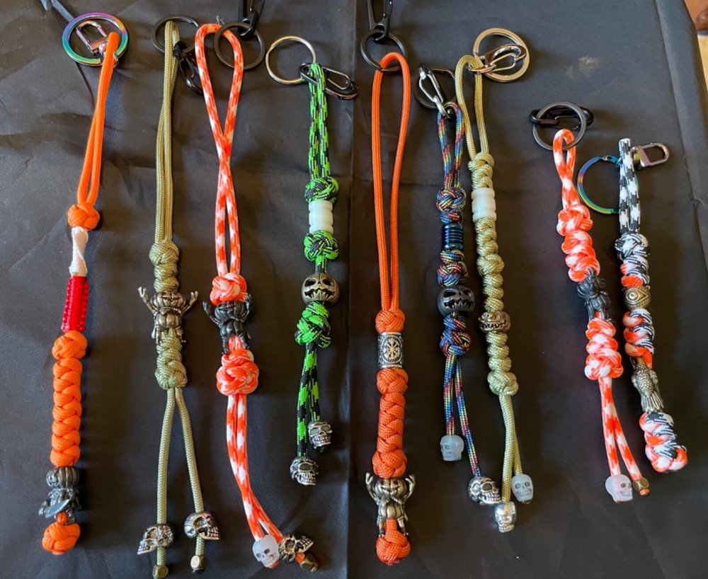 Paracord Keychain or knife lanyard. Bag, backpack, zipper pull. Halloween theme