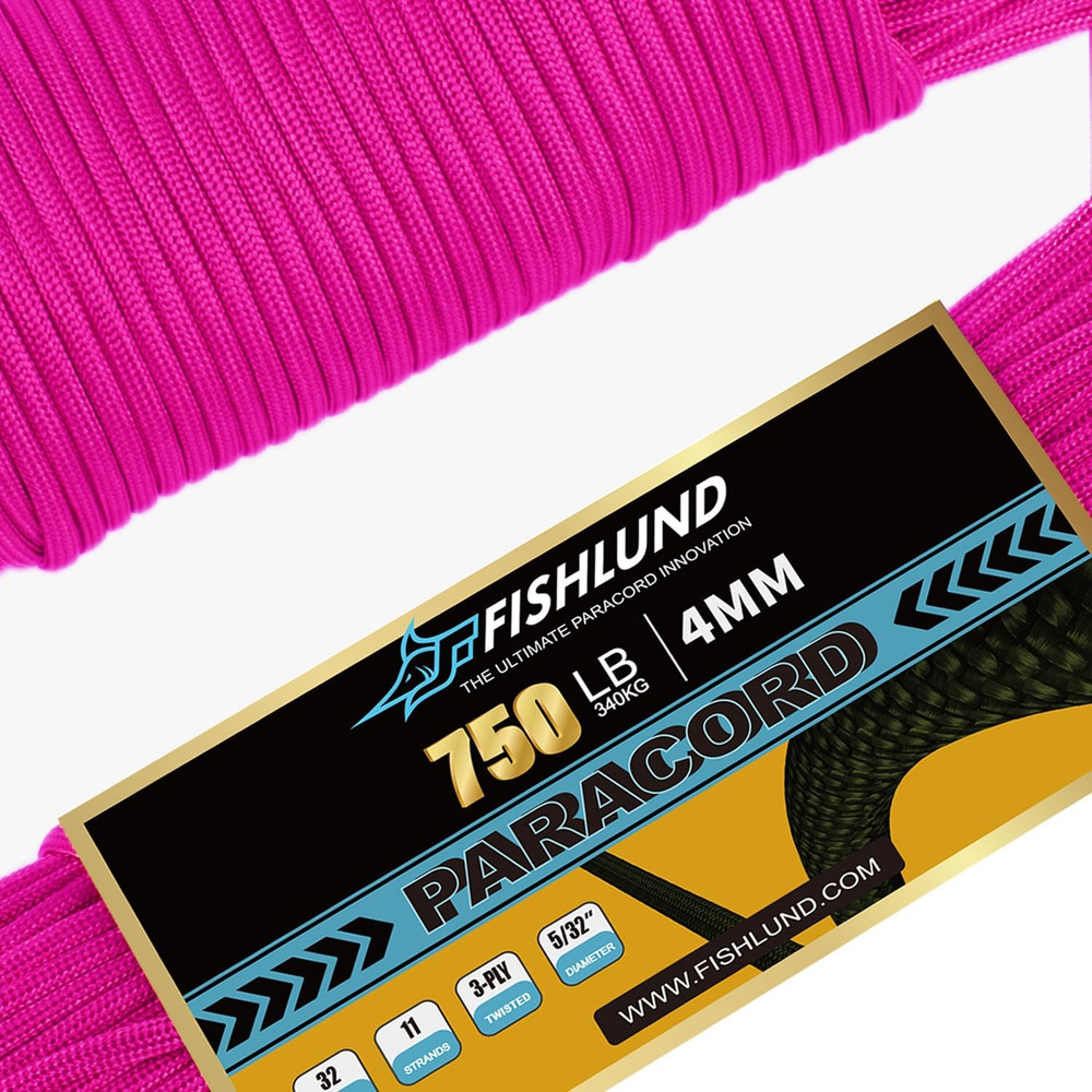 750Lb Paracord, 4Mm 11 Strand Parachute Cord, Heavy Duty Nylon Paracord Rope for