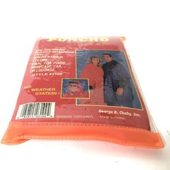 Vintage Adult Poncho Vinyl The Weather Station Orange
