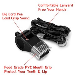 Hipat Whistle, 2 Packs Plastic Sports Whistles with Lanyard, Loud Crisp Sound…
