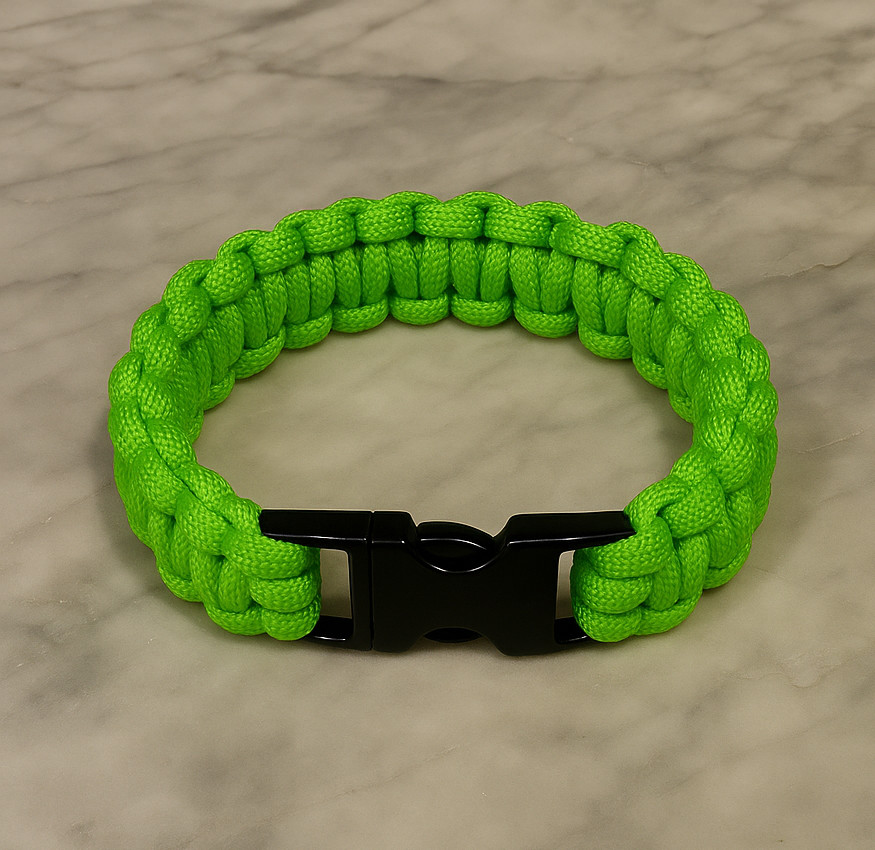 Neon Green Cobra Paracord Bracelet with Metal Buckle