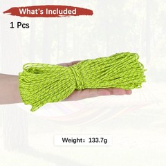 1PCS 2 mm 197FT Reflective Guyline Camping Paracord 3 Strands, Fluorescent Green