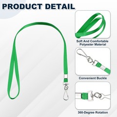 25Pcs 17.3″ Nylon Flat Lanyard with Clasp for Keys, Green