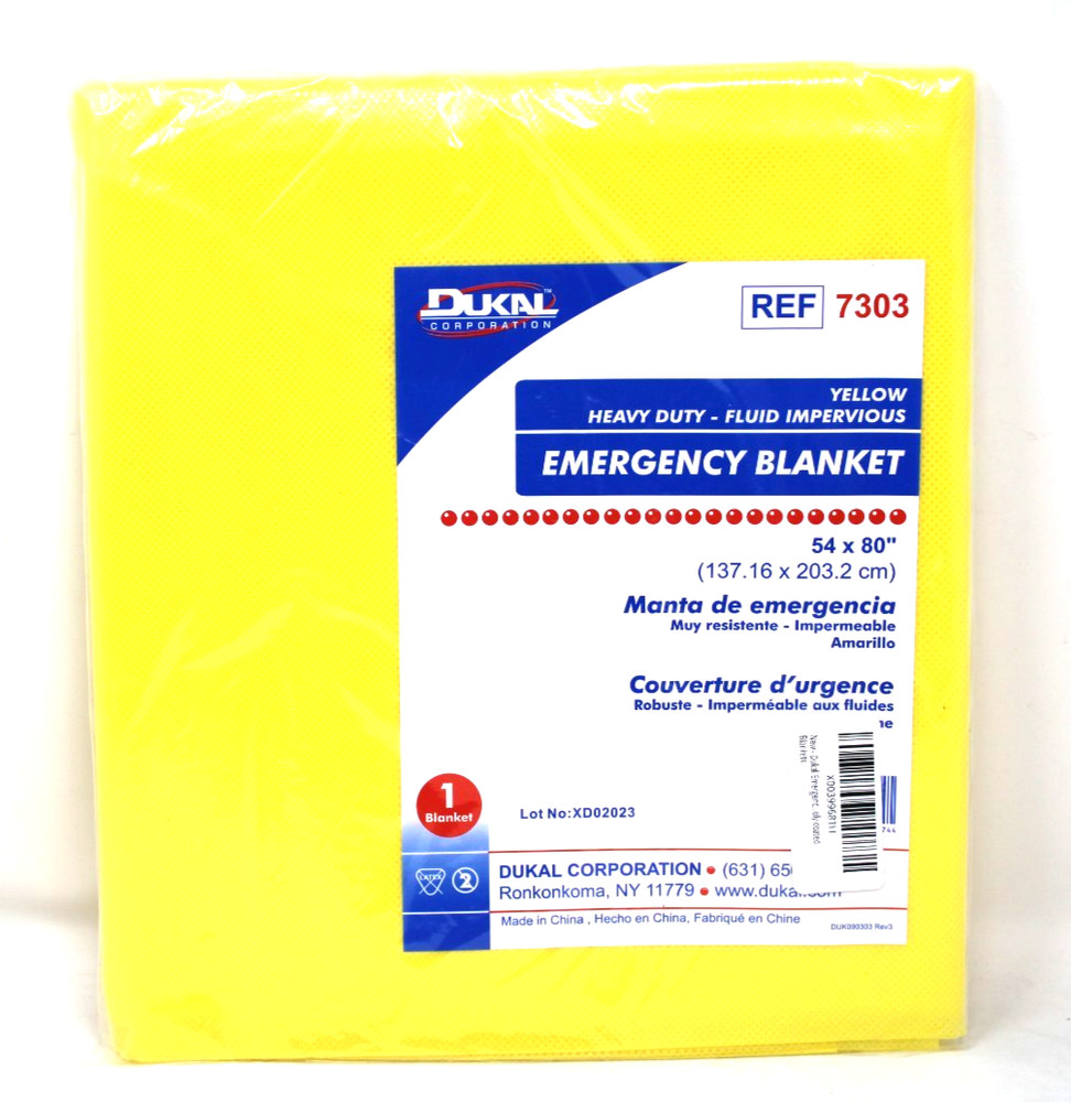 Dukal 7303 Heavy Duty Emergency Blanket Yellow 54″ x 80″ Pack of 10