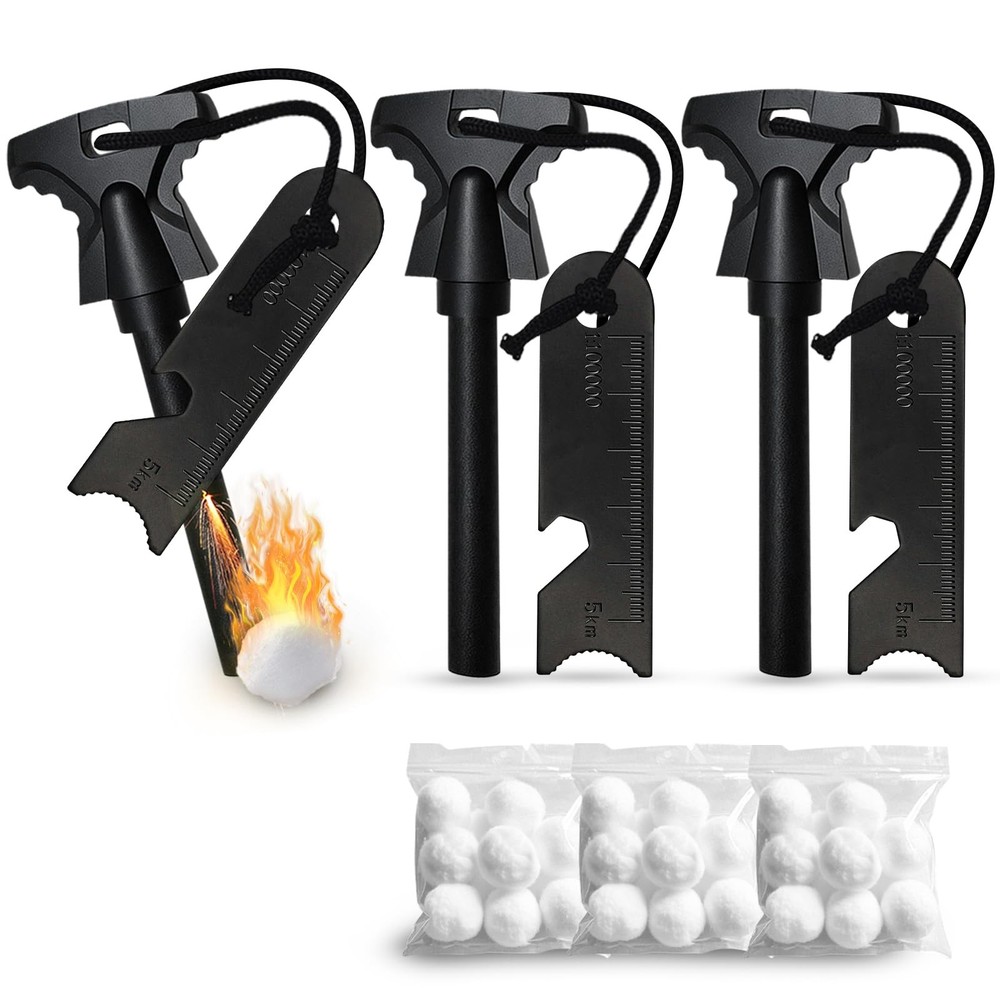 3PCS Magnesium Fire Starter with Striker, High Temp Magnesium Rod, Ferro Rod …