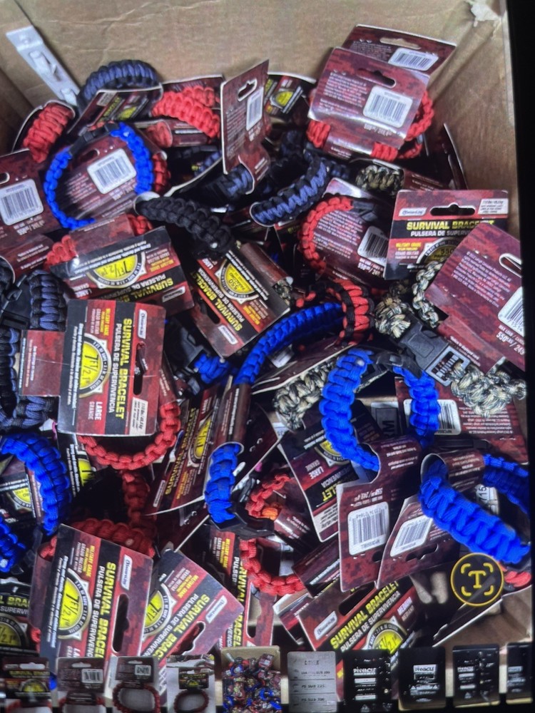 Box of 120 PARACORD Survival Bracelets 7’ Rope.Assorted Sizes & Colors.