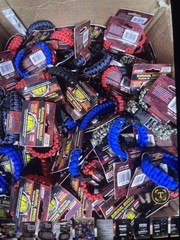 Box of 120 PARACORD Survival Bracelets 7’ Rope.Assorted Sizes & Colors.