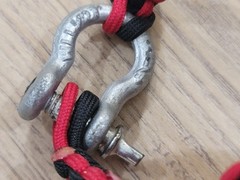 Paracord Custom Fashion Bracelet Red / Black w Shackle Hook XXL