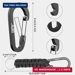 Paracord Keychain Carabiner Key Chain Lanyard Braided with Aluminum Clip D