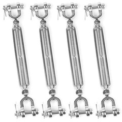 4 PCS M6 Turnbuckle 1/4″ 304 Stainless Steel Jaw and Jaw 1/4″-4 Pack Silver