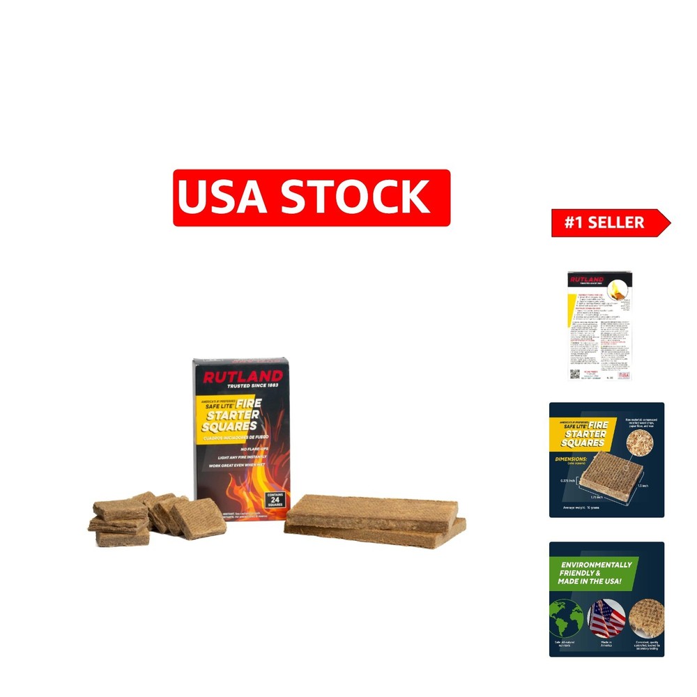 Safe Lite Fire Starter Squares – Odorless 24-Pack for Grills & Campfires