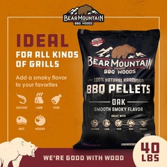 Bear Mountain BBQ All Natural Oak Wood BBQ Smoker Pellets, 20lbs (4 Pack)