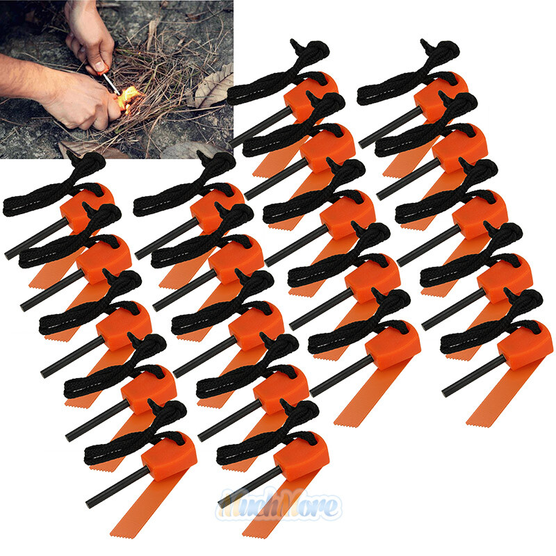 20X Mini Flint Fire Starter Fire Lighter Magnesium Rod Outdoor Camping Emergency