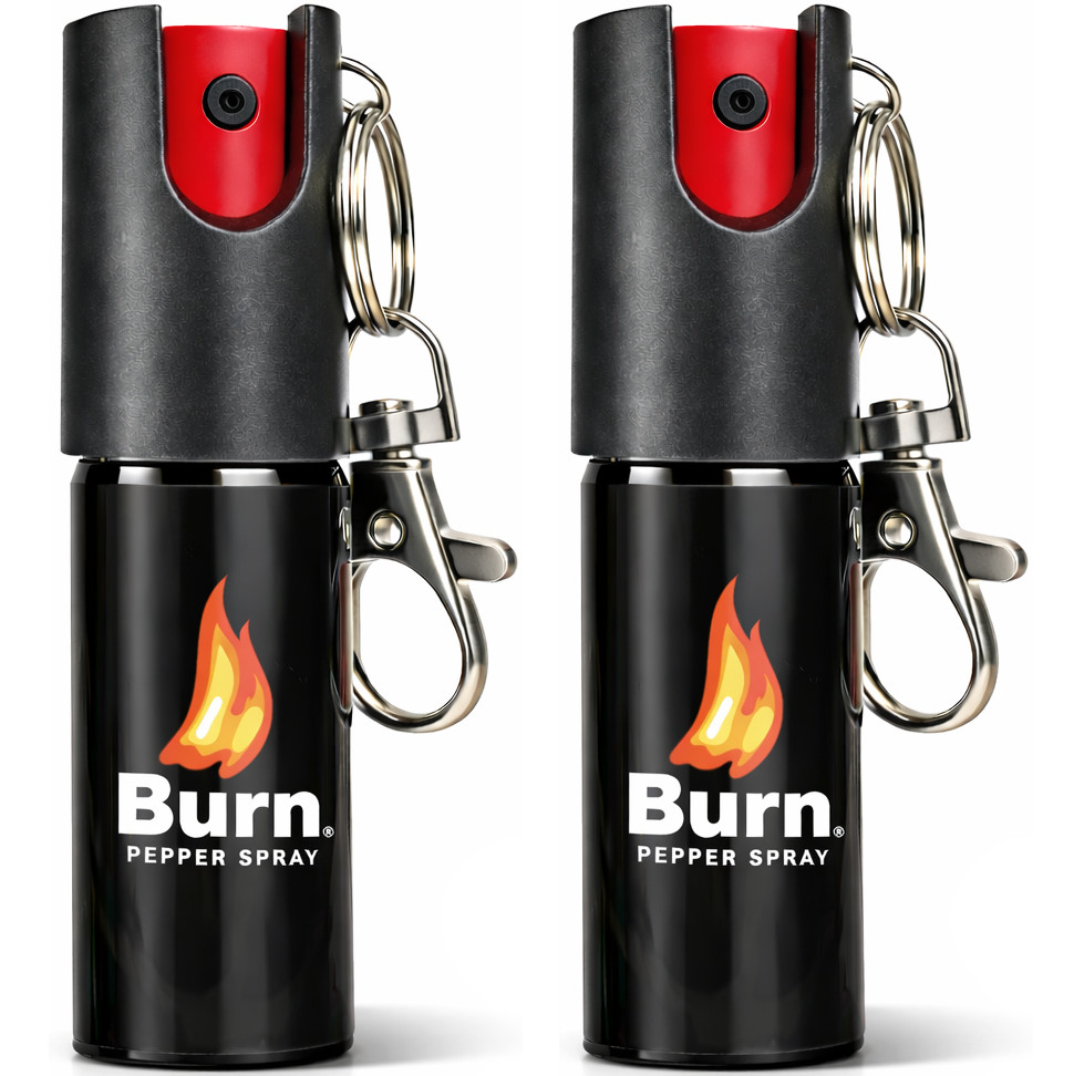 2 Pack Burn Pepper Spray Keychain Police Strength OC 0.5oz Self Defense Black