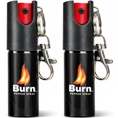 2 Pack Burn Pepper Spray Keychain Police Strength OC 0.5oz Self Defense Black