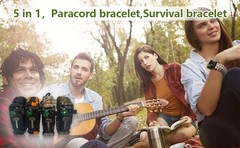 Paracord Survival Bracelet-Length Adjustable,Loud Whistle Emergency Compass