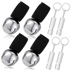Gemscream 4 Sets Bear Bells with Whistle for Hiker, Loud Bear Bell with Silver