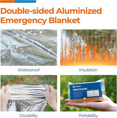 Emergency Blankets 10 Packs, 84″ L X 52″ W, Bulk Survival Blankets for Disaster
