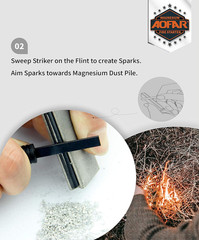 AF-374 Magnesium Fire Starter Survival Kit 2 Pack Ferro Rod Striker New
