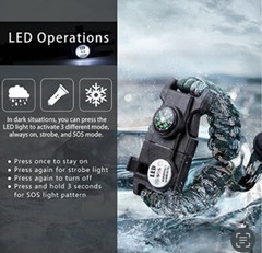 Paracord Survival Bracelet 20in1 Gear Kit Multi-Tool SOS Fire Starter..Navy Blue