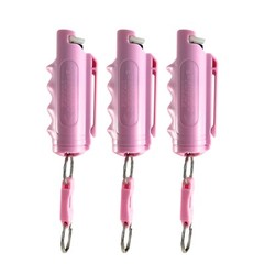 Pepper Defense 3-PACK Pink Pepper Spray Finger Grip Holster w/Belt Clip UV DYE
