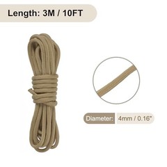 550 Paracord Rope 4mm Thin Paracord Nylon Cord 7-Strand Core 10ft Light Brown
