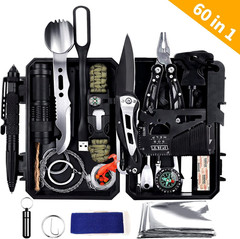Emergency Survival Gear Kits 60 in 1, Outdoor Survival Tool with Emergency Brace