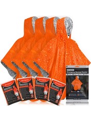 Emergency Survival Poncho (4pc) Reversible Thermal Mylar Foil Blanket Waterproof