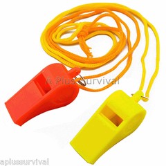 Lot of 10 Plastic Whistle & Lanyard Emergency Survival