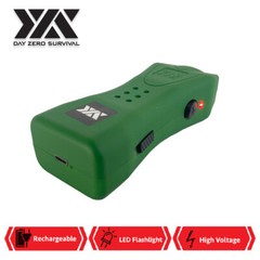 Green Slim Mini Rechargeable Stun Gun with Flashlight