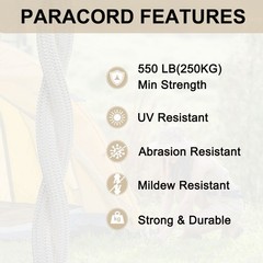 550 Paracord Rope 102ft, 4mm Thin Paracord Nylon Survival Cord White