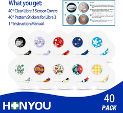 40Pack Waterproof Libre 3 plus Sensor Covers with Pattern Stickers, Freestyle 15