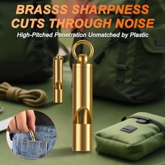 Brass Emergency Whistles 2 Pack with Tangle-Free Lanyard – Pealess Safety