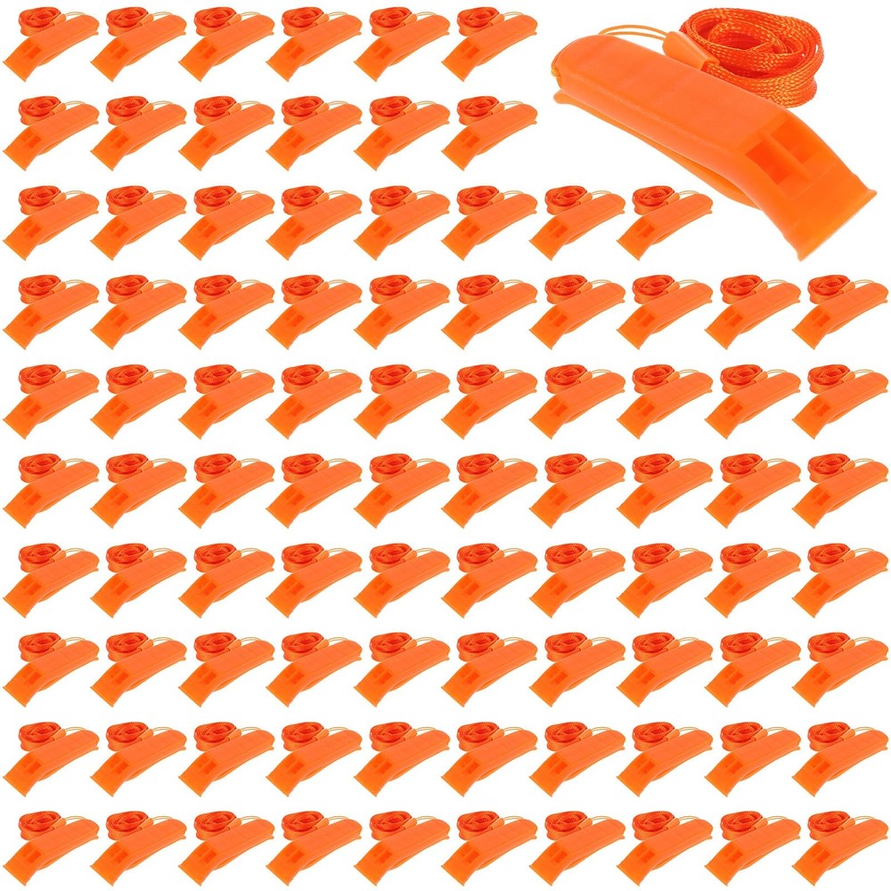 100 Pcs Emergency Whistle with Lanyard, Loud 120dB Survival Whistle for Safet…