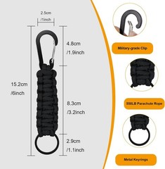2 Pcs Heavy Duty Braided 550 Paracord Lanyard Keychain Set, Parachute Rope Neckl