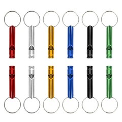 12PCS Emergency Whistle Aluminum Loud Safety Whistles Keychain Survival Camping