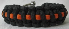 Survival Straps Paracord Survival Bracelet Stainless Buckle Black Orange EUC