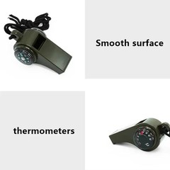 3-in-1 Emergency Whistle Compass Thermometer Outdoor Camping Hiking Survival
