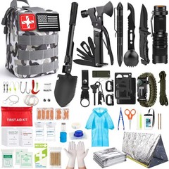 Survival Kit 251 Pcs Gear with Molle Bag & Emergency Tent – First Aid, Outdoor,