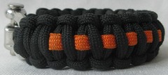 Survival Straps Paracord Survival Bracelet Stainless Buckle Black Orange EUC