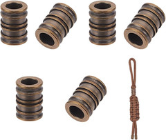 6 Pcs Brass Paracord Bead, Groove Column Lanyard Beads 6Mm Large Hole European B