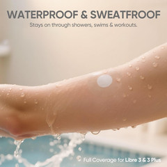Nexxcel 50 Pack Sensor Covers for Freestyle Libre 3 & 3 Plus, Waterproof Adhesiv