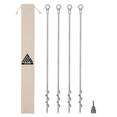 Ground Anchors Screw-in 32″ Set of 4 With Drill Bit – Earth Stakes Silver