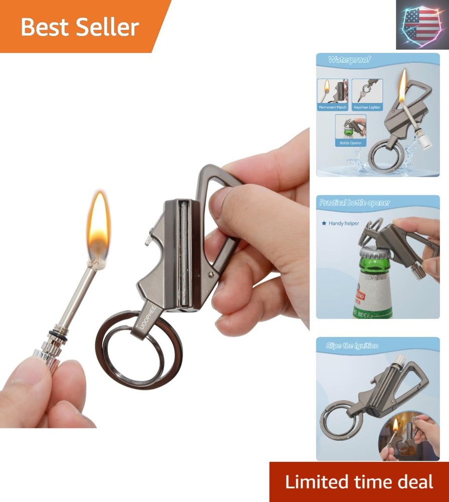 Permanent Match Lighter, 3-in-1 Survival Fire Starter Kit with Bottle Opener …